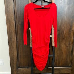 Express Red Long Sleeve Dress